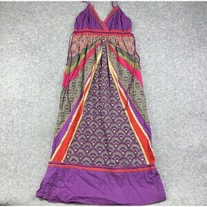 Vasna Desire Babydoll Maxi Dress Womens Small Colorful Boho Festive Y2K Pockets*